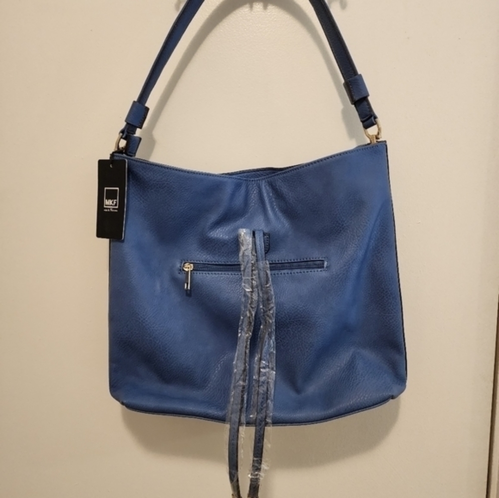 Mia K Farrow Womens Blue and Gold Large Handbag